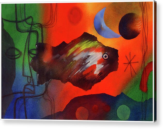 African Acrylic Print featuring the painting Out Of The Deep by Winston Saoli 1950-1995