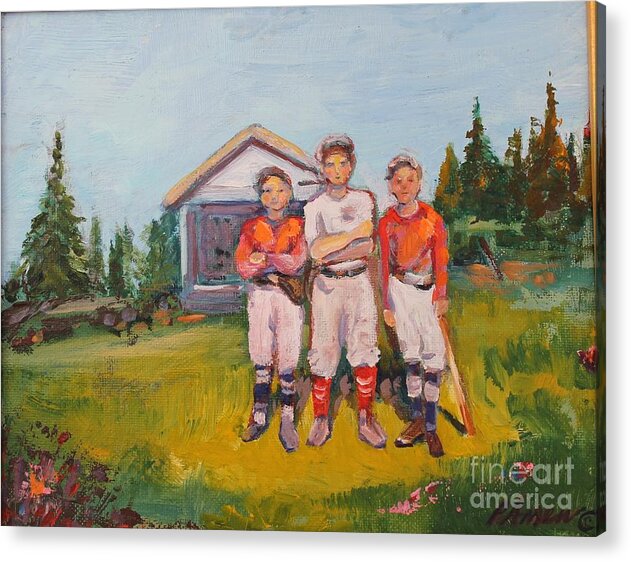 Baseball Acrylic Print featuring the painting Chosing Sides by Patricia Amen