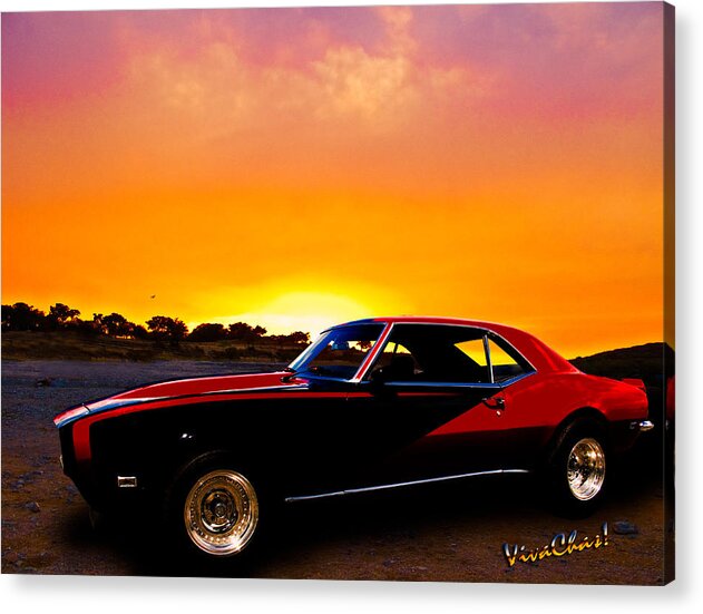 67 Acrylic Print featuring the photograph 69 Camaro Up At Rocky Ridge For Sunset by Chas Sinklier