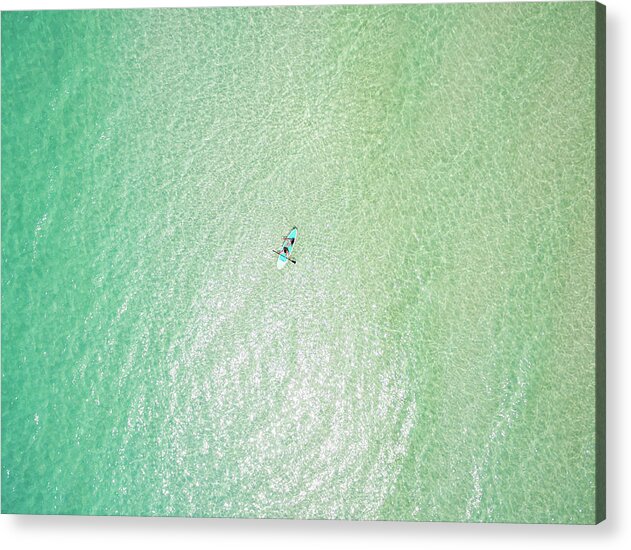 Gulf Acrylic Print featuring the photograph Clear Gulf Paddle Board Aerial by Kurt Lischka