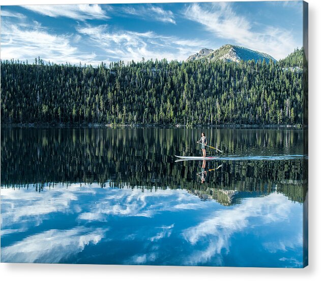 Emerald Bay Morning Lake Tahoe Sup Woman Acrylic Print featuring the photograph Emerald Bay Morning by Martin Gollery