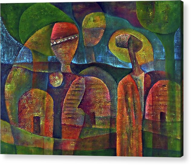 African Art Acrylic Print featuring the painting Travelers Then Came by Martin Tose 1959-2004