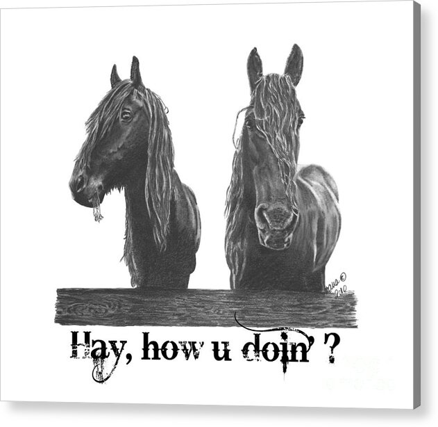 Horse Acrylic Print featuring the digital art Hay How u doin by Marianne NANA Betts