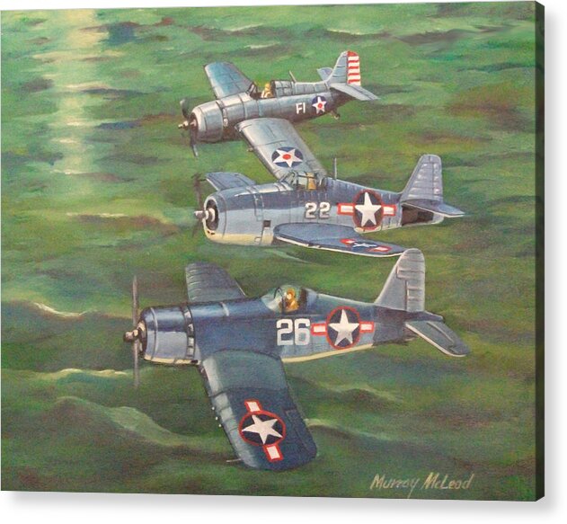 Naval Aviation Art Acrylic Print featuring the painting Partners in Fame 2 by Murray McLeod