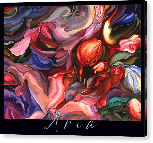 Floral Acrylic Print featuring the painting Aria - original acrylic painting with added border-title by Brooks Garten Hauschild