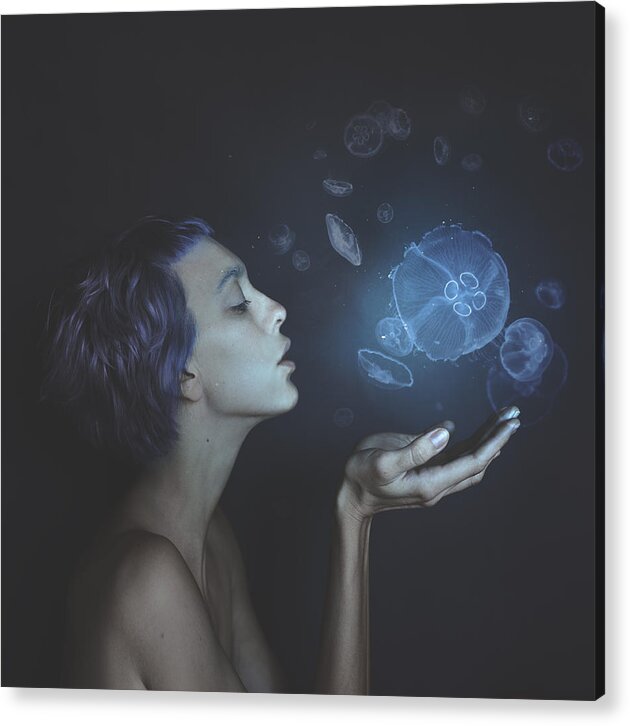 Surrreal Acrylic Print featuring the photograph Self-portrait With Jellyfishes by Anka Zhuravleva