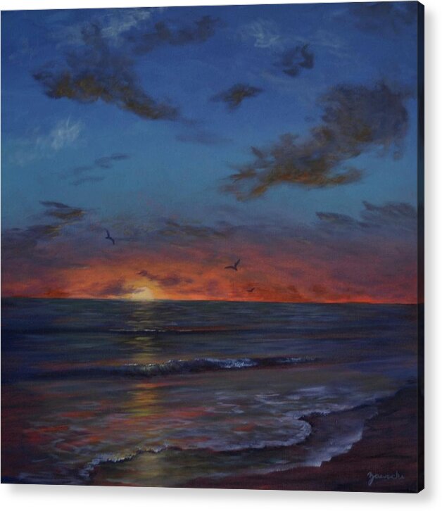 Tropical Seascape Acrylic Print featuring the painting Siesta Key Sunset by Alan Zawacki