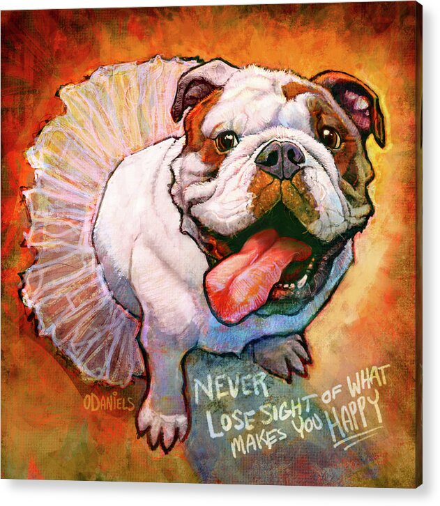 Bulldog Acrylic Print featuring the painting Charley's Dream by Sean ODaniels
