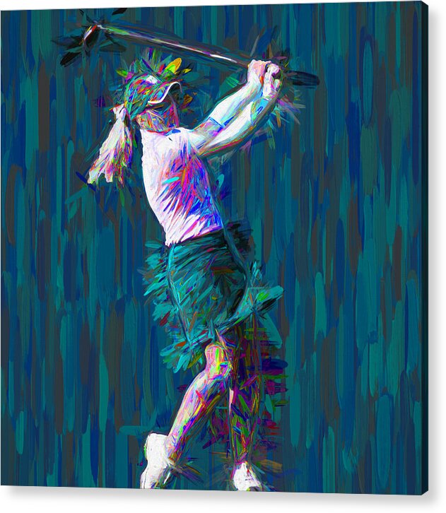 Butler Acrylic Print featuring the photograph Buter University Golfer Painted JP by David Haskett II