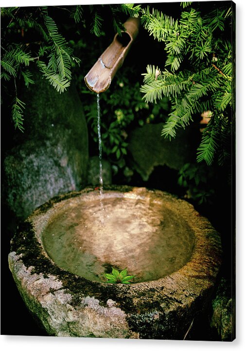 Water Acrylic Print featuring the photograph Japanese Garden Water Fountain by Lawrence Knutsson