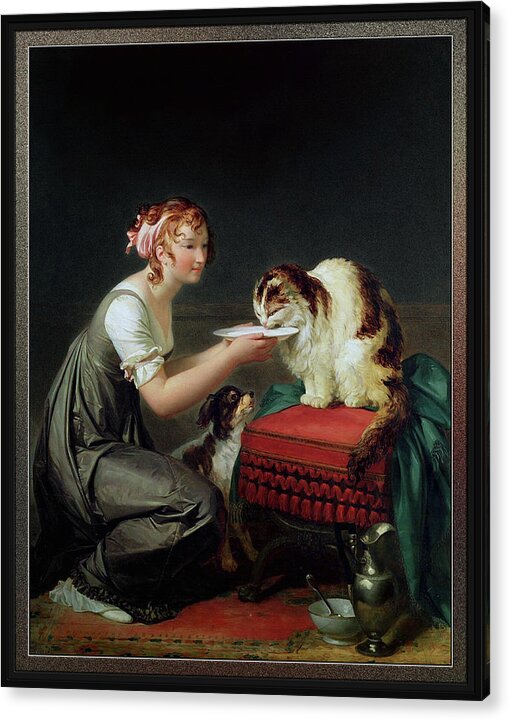 The Cats Lunch Acrylic Print featuring the painting The Cats Lunch by Marguerite Gerard by Rolando Burbon