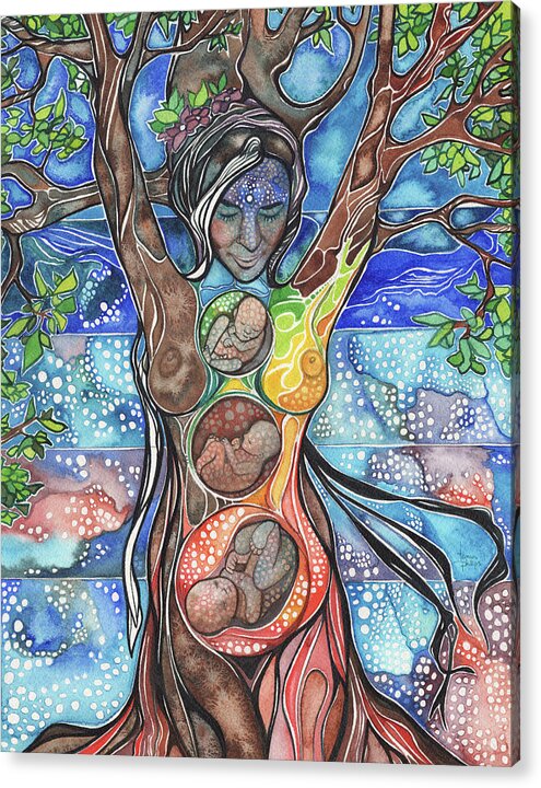 Tree Of Life Acrylic Print featuring the painting Tree of Life - Cha Wakan by Tamara Phillips
