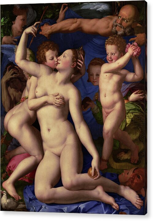 Venus Acrylic Print featuring the painting Venus, Cupid, Folly and Time by Agnolo Bronzino by Rolando Burbon
