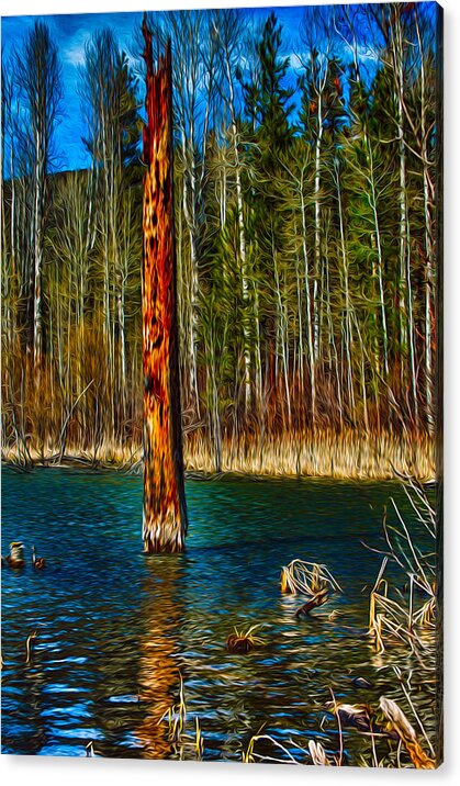 Beaver Acrylic Print featuring the painting Standing Alone by Omaste Witkowski