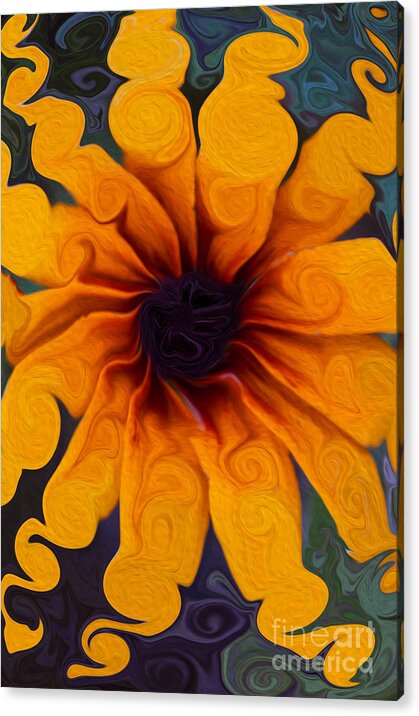 Sunflowers Acrylic Print featuring the painting Sunflowers on Psychadelics by Omaste Witkowski