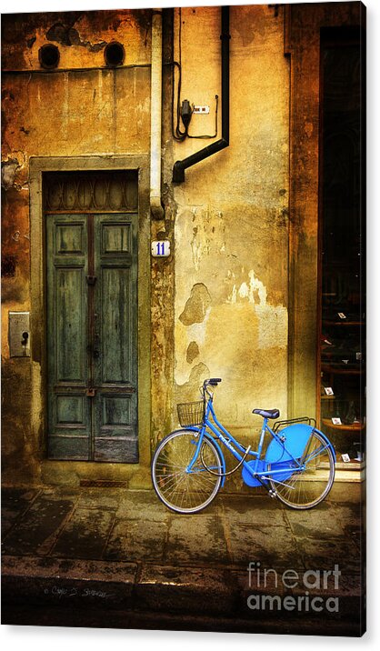 Bicycle Acrylic Print featuring the photograph Florence Blue Bicycle by Craig J Satterlee