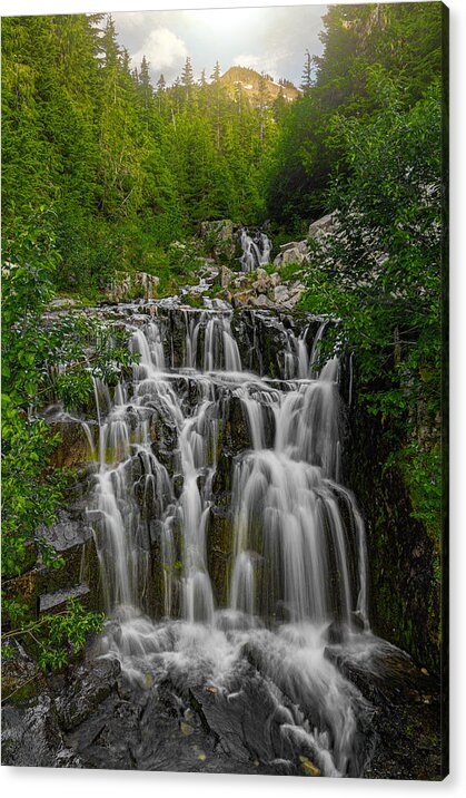 California Acrylic Print featuring the photograph Water fall in Mount Rainier National Park by Don Hoekwater Photography