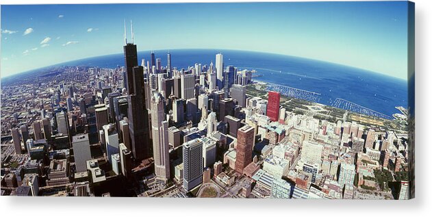 Photography Acrylic Print featuring the photograph Aerial View Of A Cityscape With Lake #1 by Panoramic Images