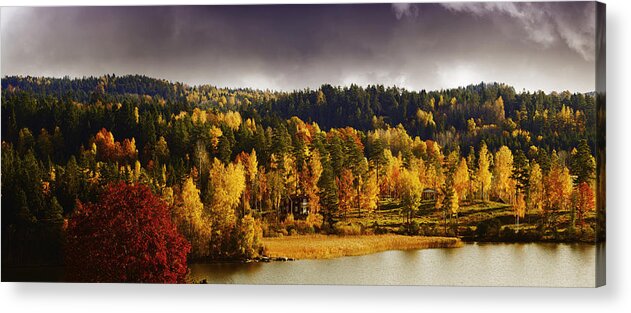 Autumn Acrylic Print featuring the photograph Autumn Colored Nature And Landscape #1 by Christian Lagereek