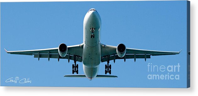Aircraft Acrylic Print featuring the photograph Commercial aircraft at Sydney Airport #2 by Geoff Childs