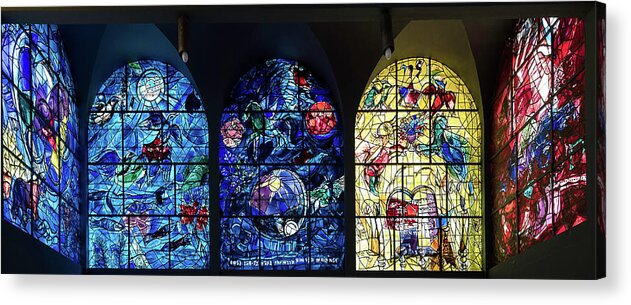 Photography Acrylic Print featuring the photograph Stained Glass Chagall Windows #1 by Panoramic Images