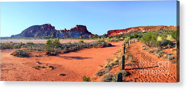 Rainbow Valley Outback Landscape Central Australia Australian Northern Territory Panorama Panoramic Clay Pan Dry Arid Acrylic Print featuring the photograph Rainbow Valley #19 by Bill Robinson