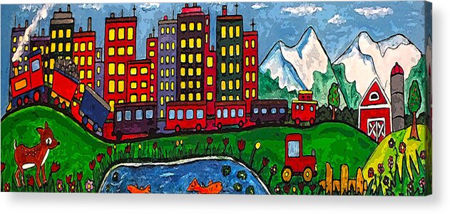 Landscape Acrylic Print featuring the painting Travel Express #2 by Monica Engeler