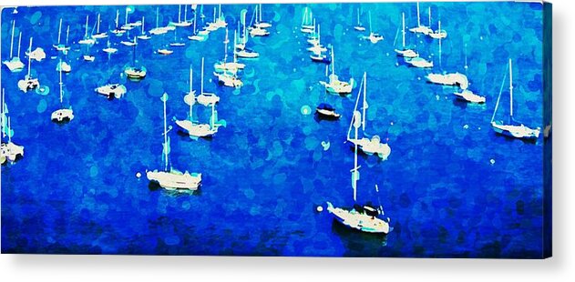 Coronado Bridge Acrylic Print featuring the digital art Bay Boats by J S Watson