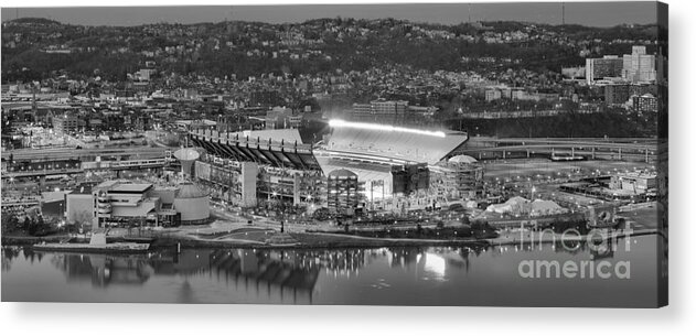 Heinz Field Black And White Acrylic Print featuring the photograph Black And White Reflections On The North Shore by Adam Jewell