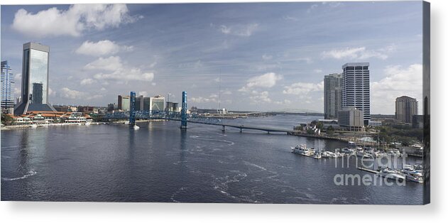 Architecture Acrylic Print featuring the photograph Downtown Jax St Johns Pano by Ules Barnwell