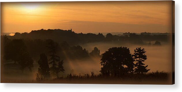Valley Forge Acrylic Print featuring the photograph Foggy morning at Valley Forge by Michael Porchik