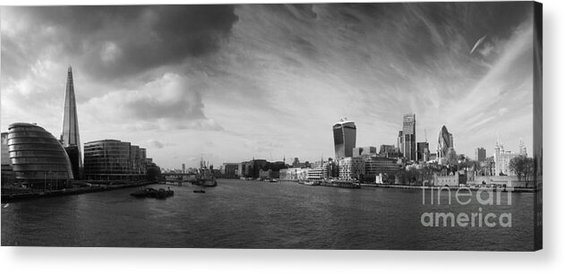 Black And White Acrylic Print featuring the photograph London City Panorama by Pixel Chimp