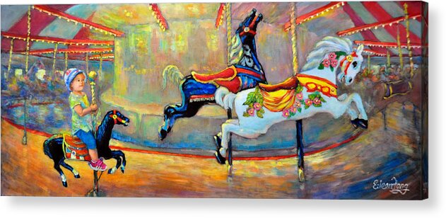 Merry Go Round Acrylic Print featuring the painting Merrily by Eileen Fong