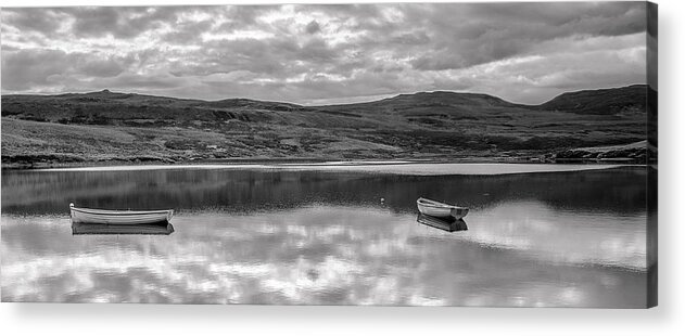 Boat Acrylic Print featuring the photograph Mirror B-W by Sergey Simanovsky