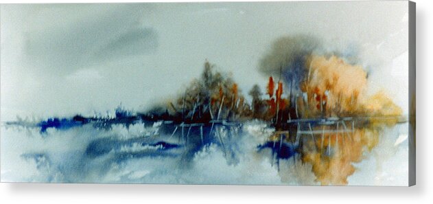 Landscape Acrylic Print featuring the painting Painting in Blue by Lynne Parker