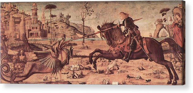Carpaccio Acrylic Print featuring the painting Saint George and the Dragon by Vittore Carpaccio