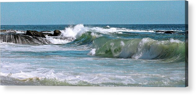 Seascape Acrylic Print featuring the photograph Stormy Lagune - Blue Seascape by Ben and Raisa Gertsberg