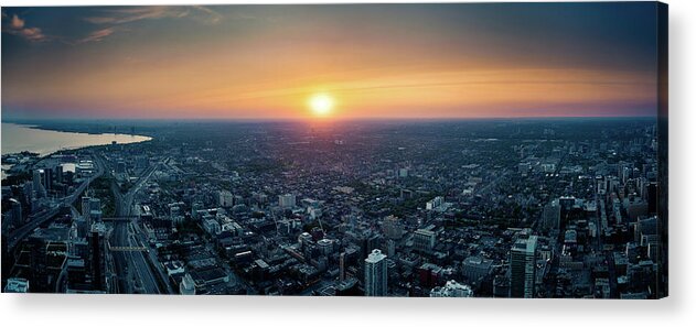Downtown District Acrylic Print featuring the photograph Sunset Over Toronto Downtown City by D3sign