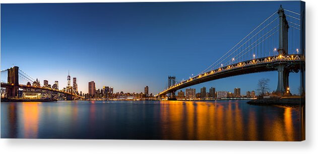 Brooklyn Acrylic Print featuring the photograph The Two Bridges by Mihai Andritoiu