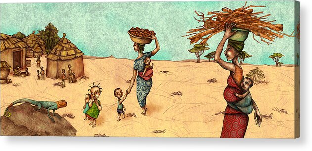 Illustration Art Acrylic Print featuring the painting Africans by Autogiro Illustration