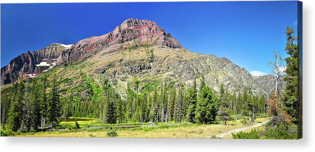 Glacier National Park Acrylic Print featuring the photograph Rising Wolf Mountain by Greg Norrell