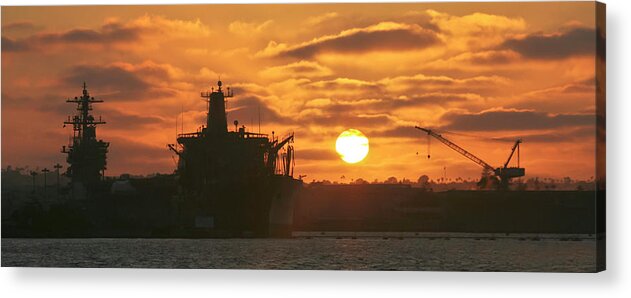 Sky Acrylic Print featuring the photograph A Sunset Over Naval Base Coronado, San Diego by Derrick Neill