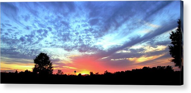 Sunset Acrylic Print featuring the photograph City on a Hill - Americus, GA Sunset by Jerry Battle