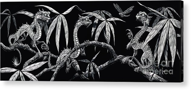 Fantasy Acrylic Print featuring the drawing Asian Wonders by Stanley Morrison