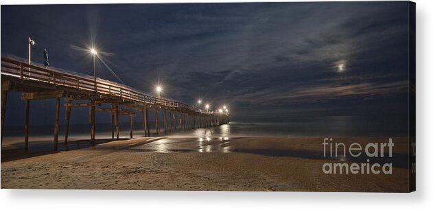 Digital Photography Acrylic Print featuring the photograph Avon Pier at night by Laurinda Bowling