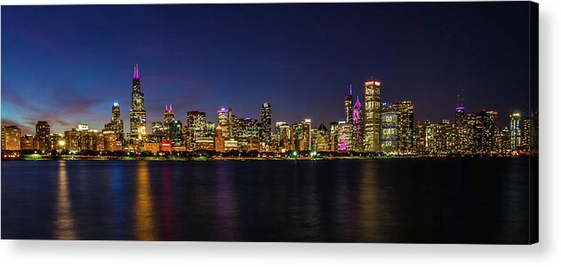Chicago Skyline Acrylic Print featuring the photograph Chicago Salutes the Cubs by April Reppucci
