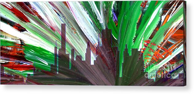 Abstract Acrylic Print featuring the painting Decorative Skyline Abstract Houston T1115F by Mas Art Studio