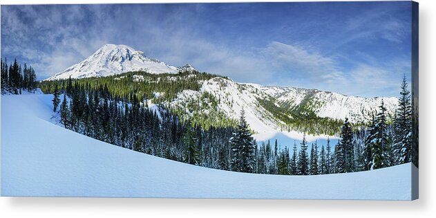 Mount Rainier Acrylic Print featuring the photograph Fresh Snow at Mount Rainier by Dan Mihai