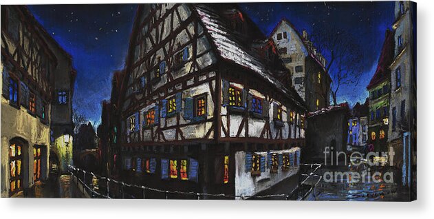 Pastel Acrylic Print featuring the painting Germany Ulm Fischer Viertel Schwor-Haus by Yuriy Shevchuk