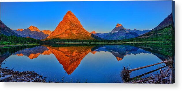 Grinnell Point Acrylic Print featuring the photograph Grinnell Point Alpenglow Panorama by Greg Norrell